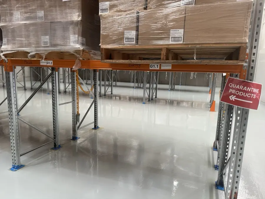 Finished grey epoxy warehouse floor